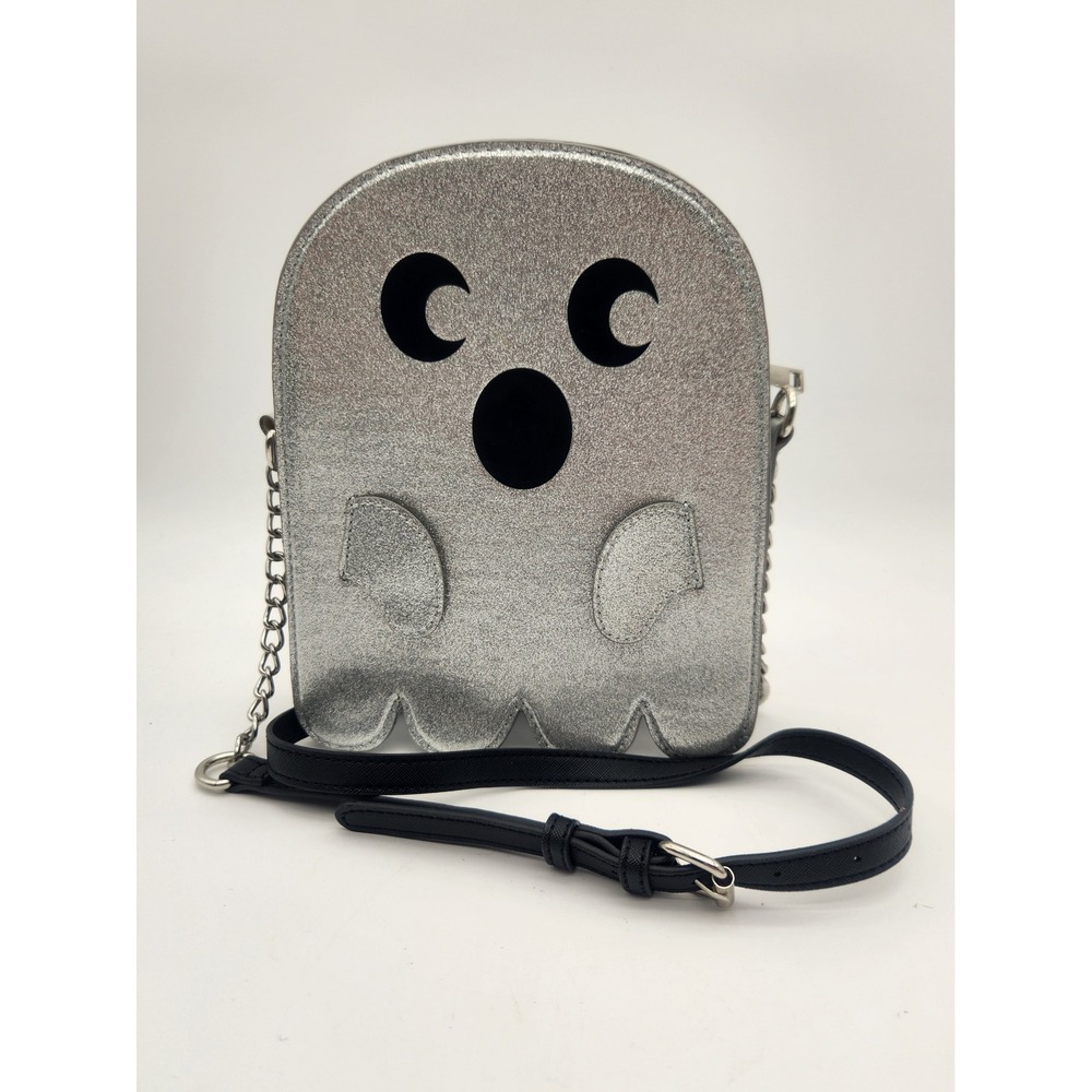 NWOT Mad Engine TikTok Viral Ghost Purse Silver Glitter Crossbody Bag Halloween